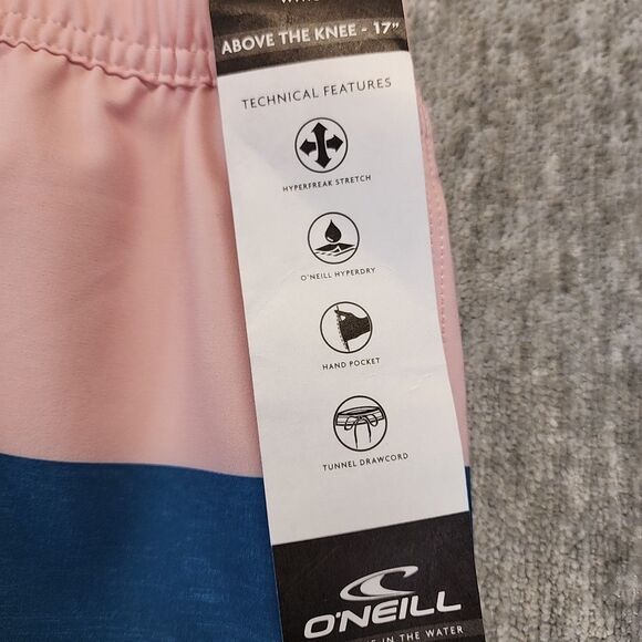 O'Neill Swim Shorts Trunks Mens Medium Pink Blue Lightweight Drawstring New - Picture 6 of 8